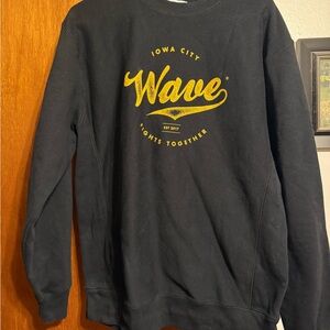 Wave Black Sweatshirt with Gold Print